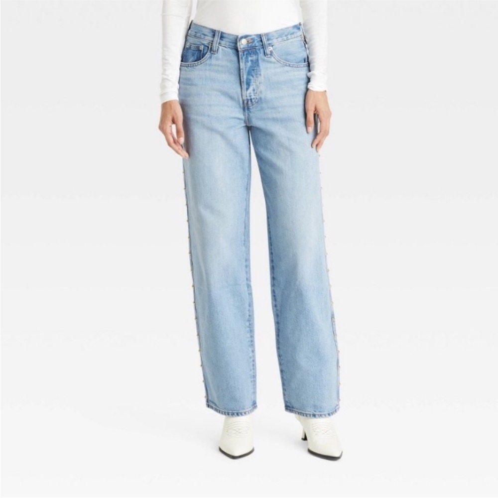 Gold Studded Light Blue Women's Jeans